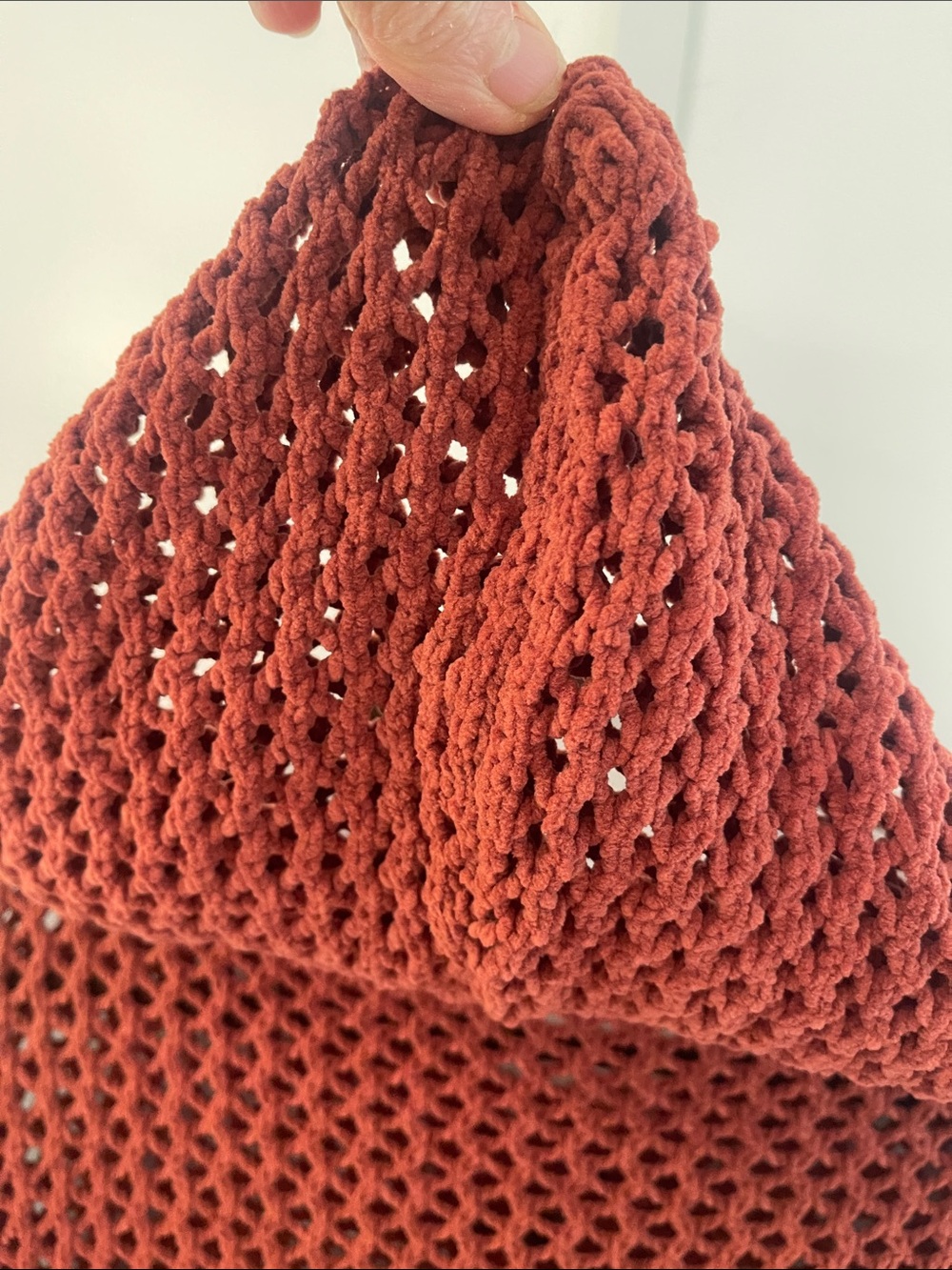 Miracle Rust Open-Weave Chenille Tie-Neck Pullover - Picture 9 of 10